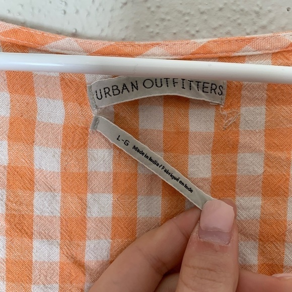 Urban Outfitters Orange Gingham Plaid Blouse Size L - Picture 7 of 9